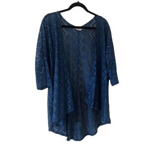 Like new LuLaRoe Lindsey medium (10-18) blue lace kimono